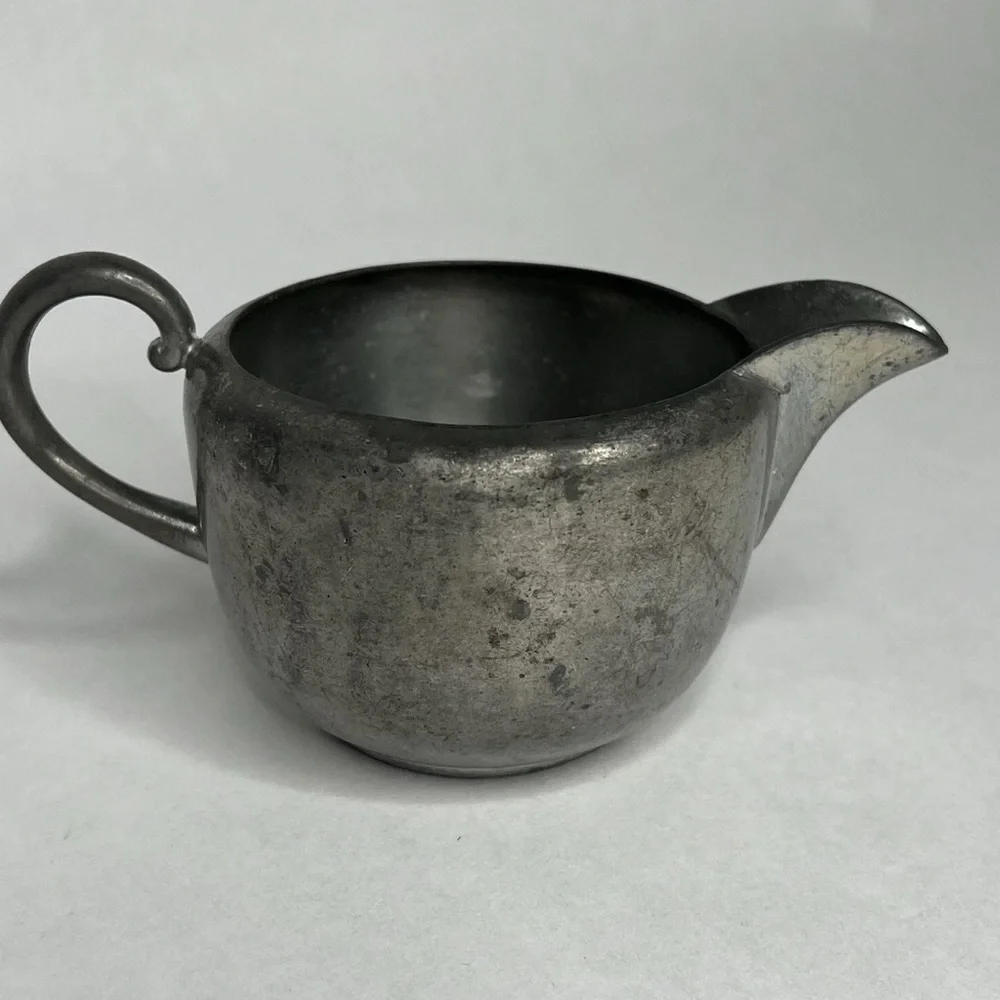 Early American Antique Vintage Lot of 2  Pewter Creamer‎ Milk Holders 2
